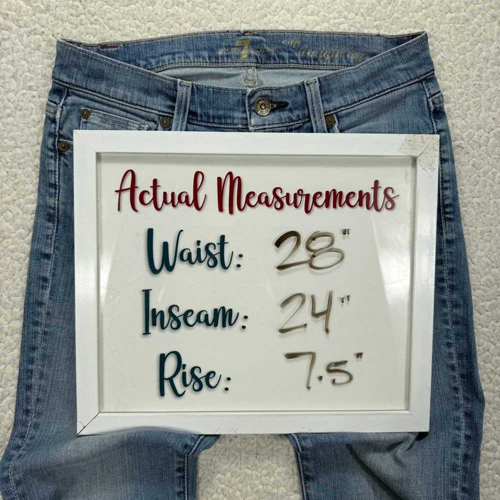 7 For All Mankind Crop Straight Jeans Womens 25 (Actual‎ 28x24) Blue Boho Casual